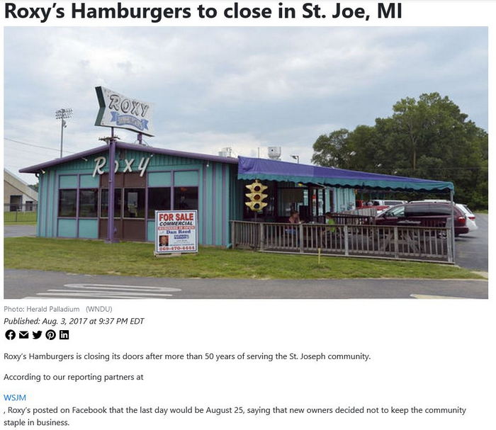Roxys Hamburgers - Article On Cleveland Ave Location